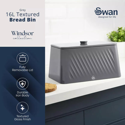 Swan Swan Windsor Bread Bin SWKA18539GRY (Grey)