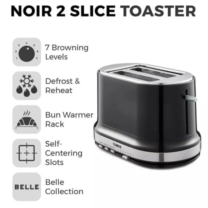 Tower Belle Black 2 Slice Toaster T20043NOR