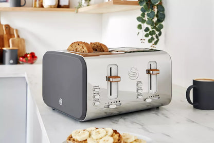 Swan Nordic Jug Kettle, 4 Slice Toaster & Microwave Kitchen Set (Grey)