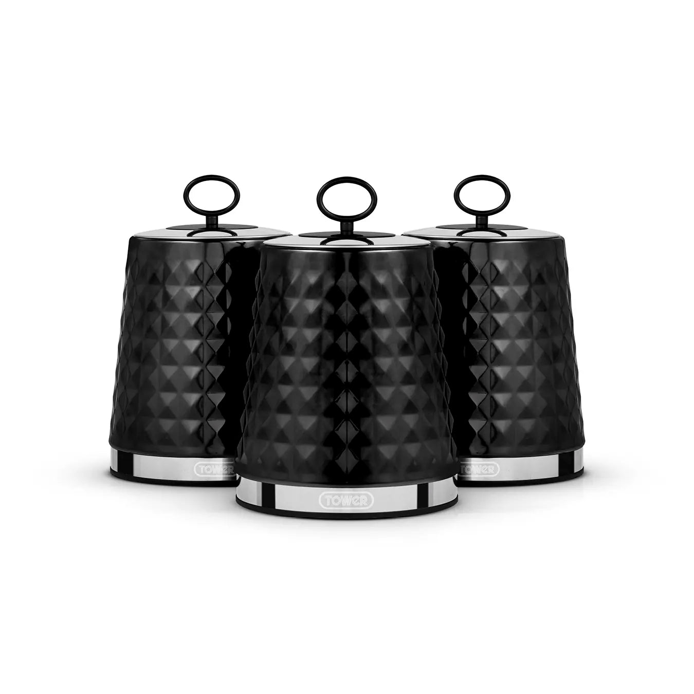 Tower Tower Solitaire Bread Bin & Canisters Kitchen Storage Set (Black)