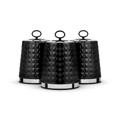Tower Tower Solitaire Bread Bin & Canisters Kitchen Storage Set (Black)