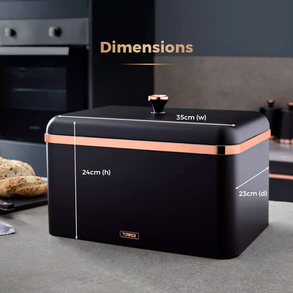Tower Cavaletto Jug Kettle, 2 Slice Toaster, Canisters & Bread Bin (Black)