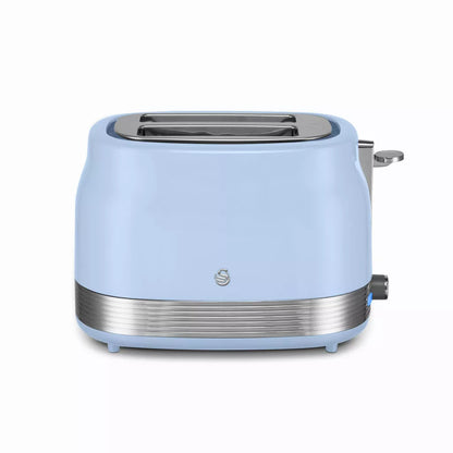 Swan Retro Jug Kettle, 2 Slice Toaster & Canisters Kitchen Set (Blue)