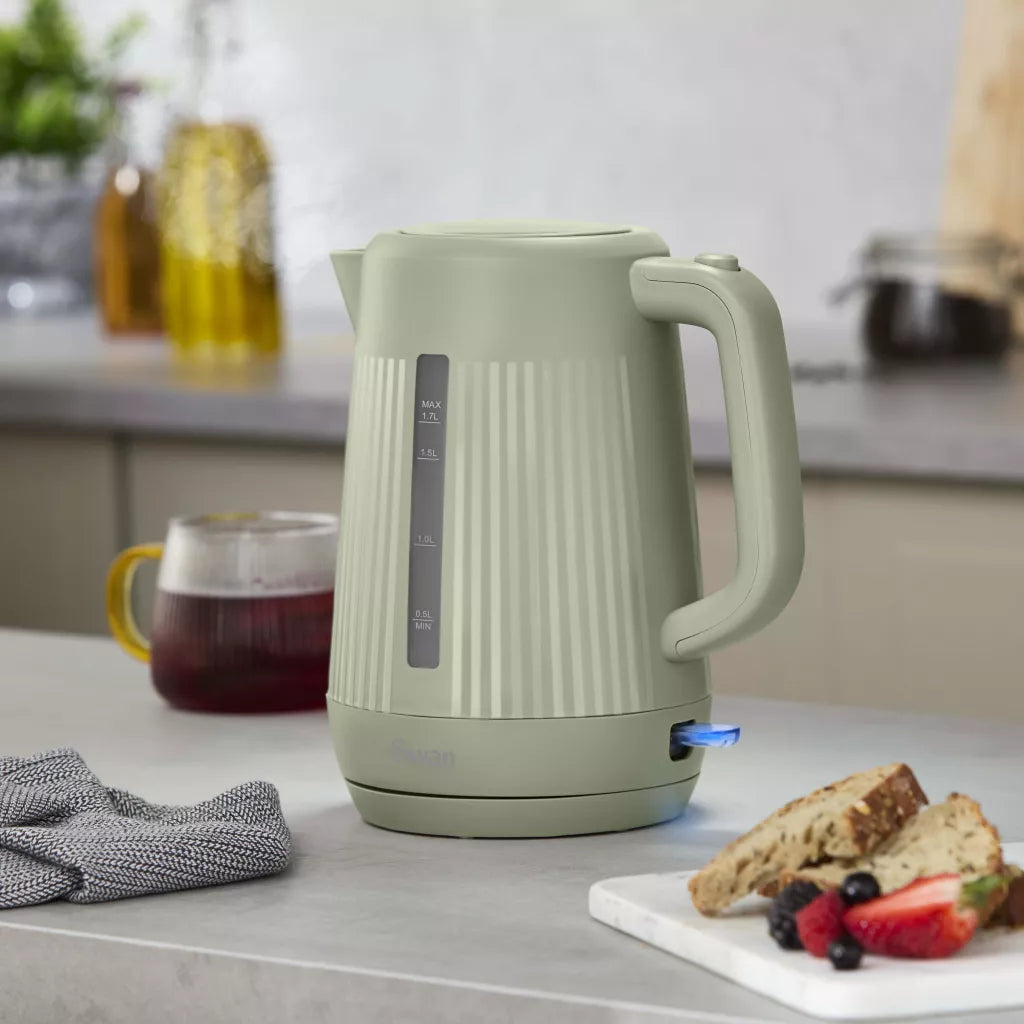 Swan Linea Electric Kettle & 2 Slice Toaster Kitchen Set (Sage Green)