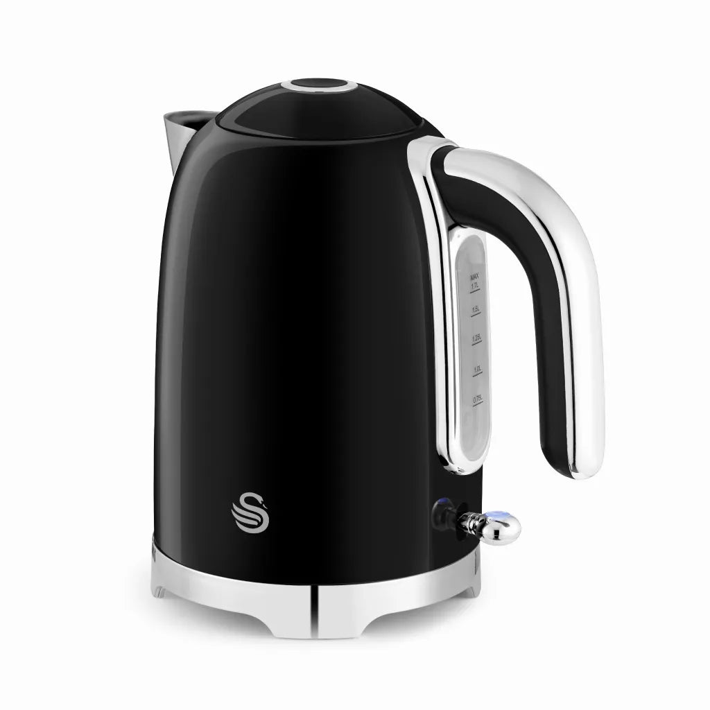 Swan Solace Jug Kettle, 2 Slice Toaster & Microwave Kitchen Set (Black)