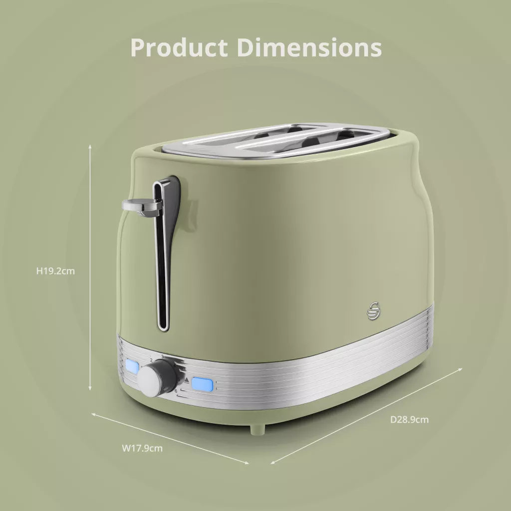 Swan Swan Retro Jug Kettle, 2 Slice Toaster & Canisters Kitchen Set (Green)