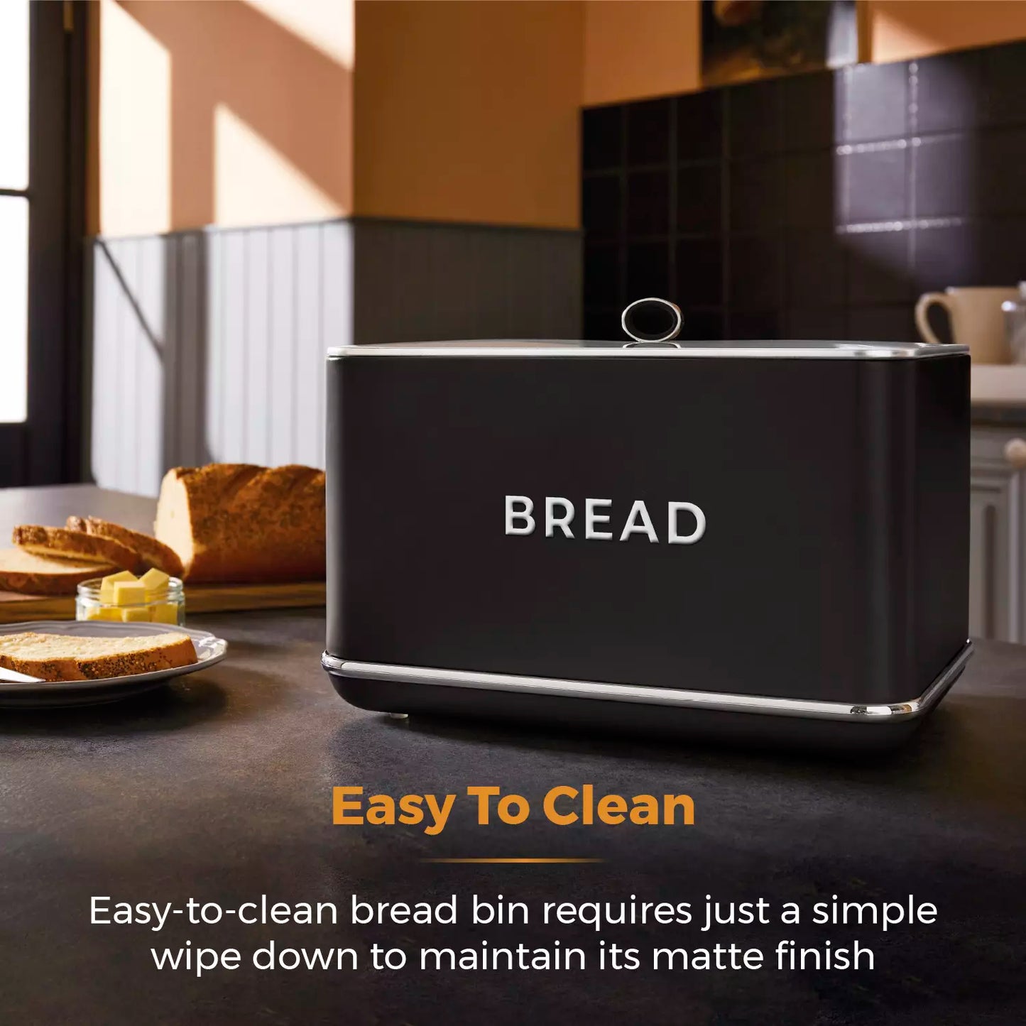 Tower Tower Renaissance Bread Bin & Canisters Kitchen Storage Set (Black)