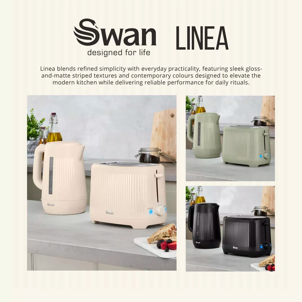 Swan Linea Electric Kettle & 2 Slice Toaster Kitchen Set (Chantilly Cream)