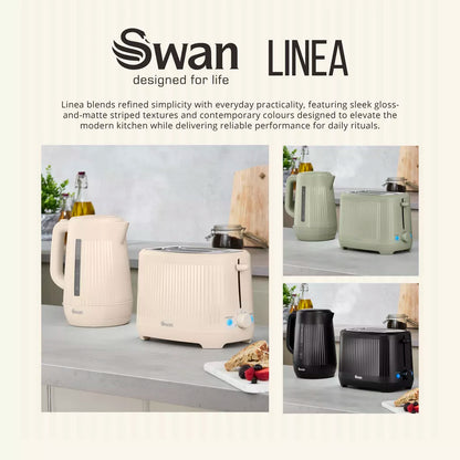 Swan Linea Electric Kettle & 2 Slice Toaster Kitchen Set (Chantilly Cream)