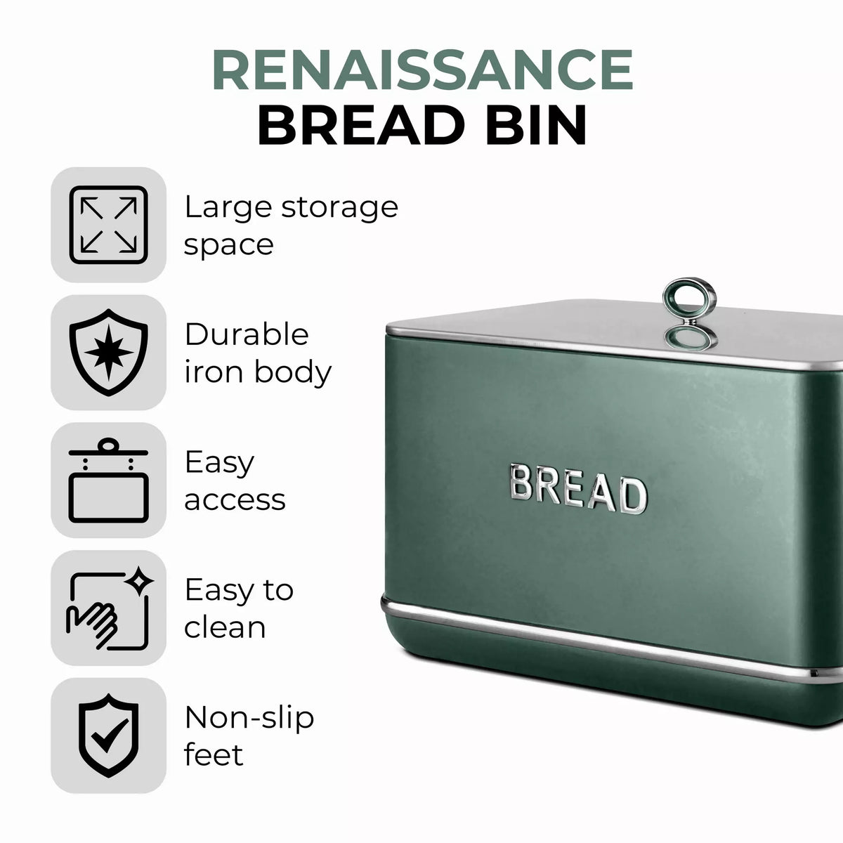 Tower Tower Renaissance Bread Bin & Canisters Kitchen Storage Set (Forest Green)