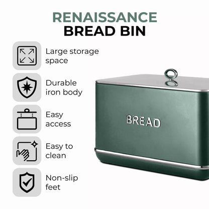 Tower Tower Renaissance Bread Bin & Canisters Kitchen Storage Set (Forest Green)