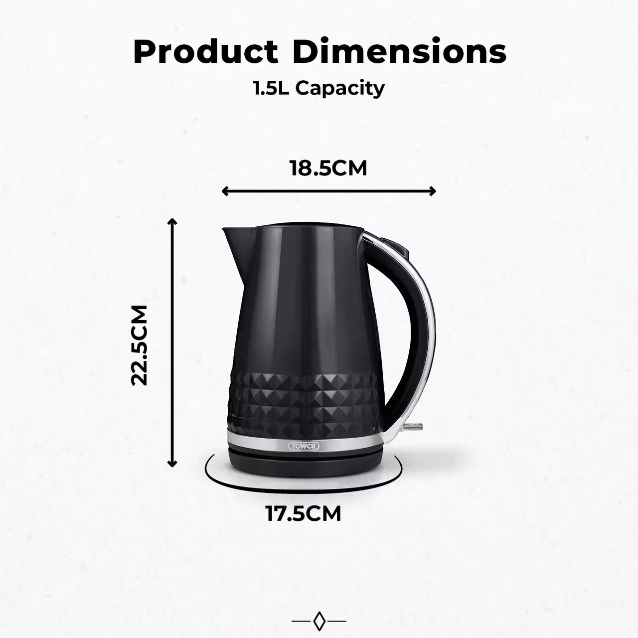 Tower Solitaire Jug Kettle, 2 Slice Toaster, Bread Bin & Canisters Kitchen Set (Black)