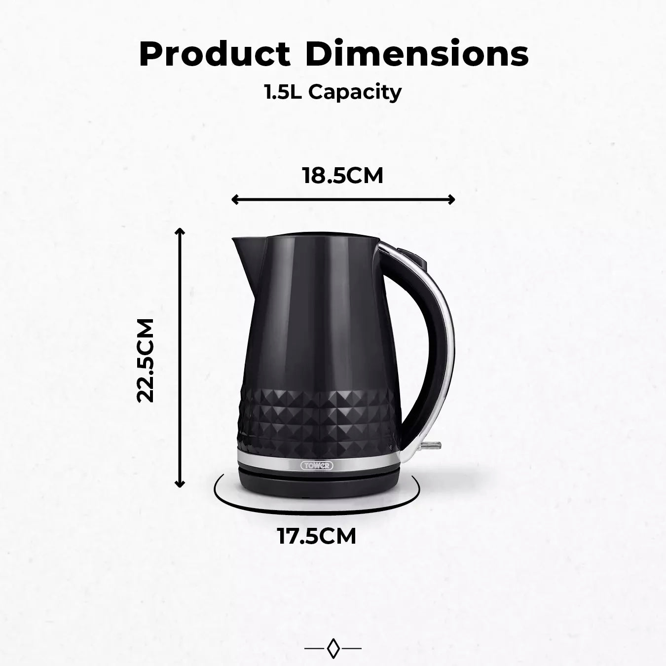 Tower Tower Solitaire Jug Kettle, 2 Slice Toaster, Bread Bin & Canisters Kitchen Set (Black)