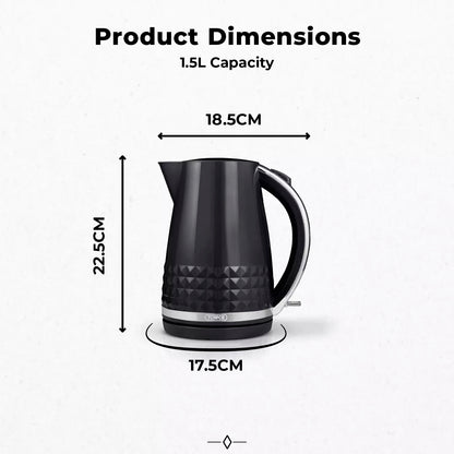 Tower Tower Solitaire Jug Kettle, 2 Slice Toaster, Bread Bin & Canisters Kitchen Set (Black)