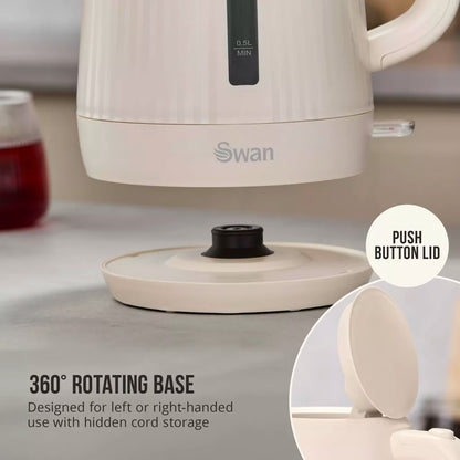 Swan Linea Electric Kettle & 2 Slice Toaster Kitchen Set (Chantilly Cream)