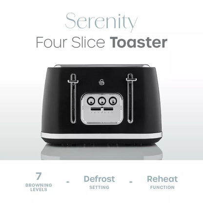 Swan Serenity Jug Kettle, 4 Slice Toaster & Microwave Kitchen Set (Black)