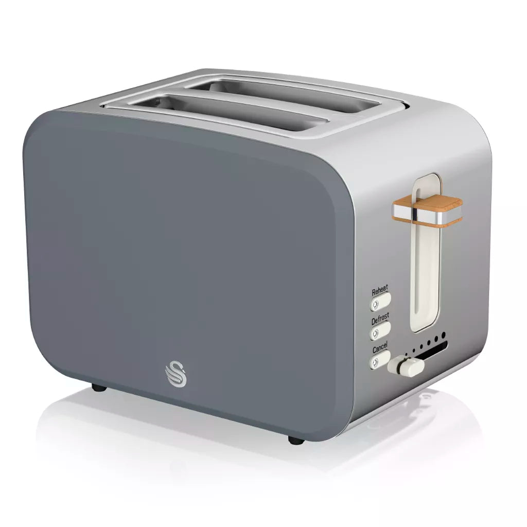 Swan Nordic Jug Kettle, 2 Slice Toaster & Microwave Kitchen Set (Grey)