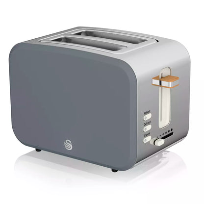 Swan Nordic Jug Kettle, 2 Slice Toaster & Microwave Kitchen Set (Grey)