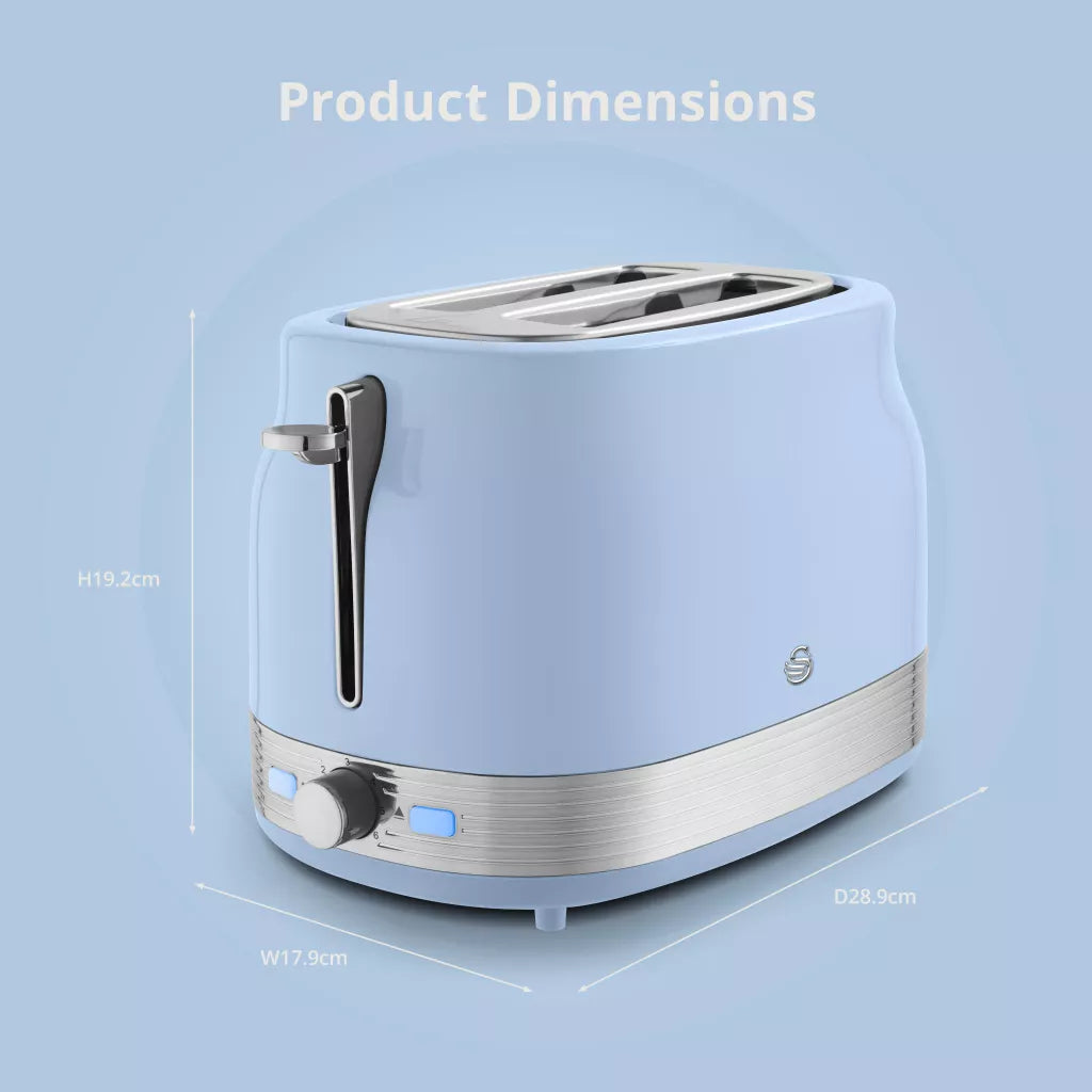Swan Retro Jug Kettle, 2 Slice Toaster & Canisters Kitchen Set (Blue)