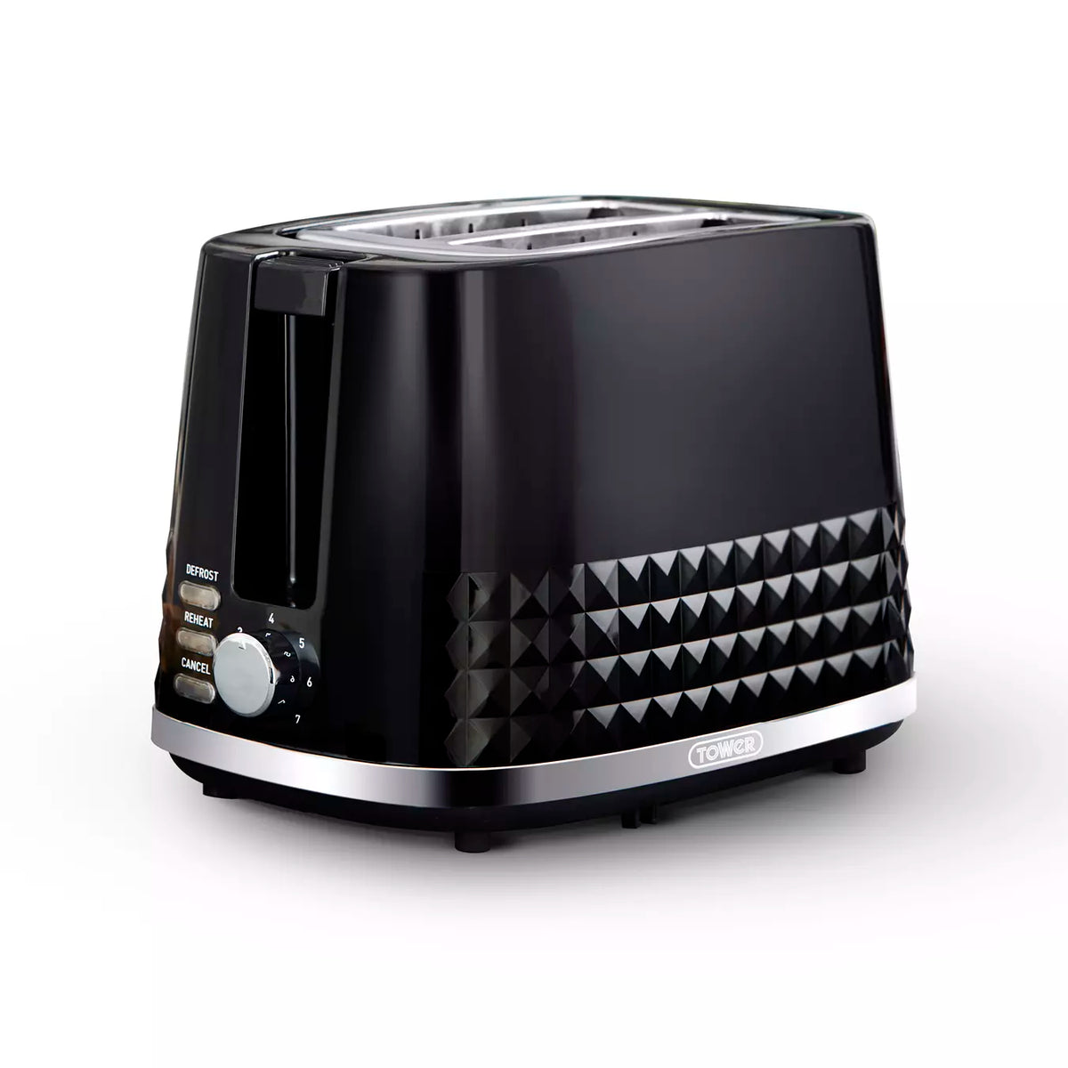 Tower Solitaire Kettle, 2 Slice Toaster & Microwave Kitchen Set (Black)