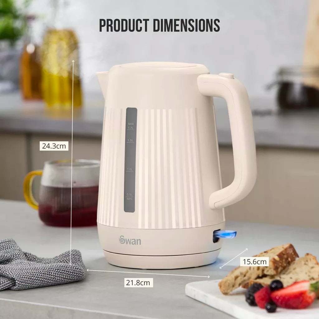 Swan Linea Electric Kettle & 2 Slice Toaster Kitchen Set (Chantilly Cream)