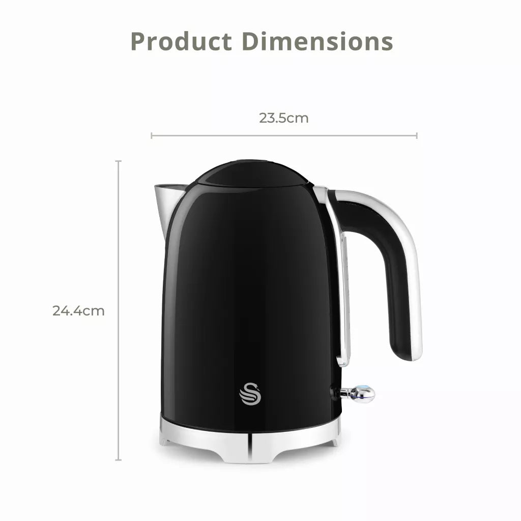 Swan Solace Jug Kettle, 2 Slice Toaster & Microwave Kitchen Set (Black)