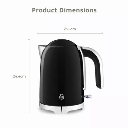 Swan Solace Jug Kettle, 2 Slice Toaster & Microwave Kitchen Set (Black)