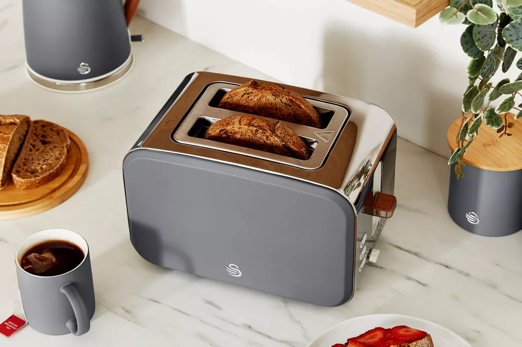 Swan Nordic Jug Kettle, 2 Slice Toaster & Microwave Kitchen Set (Grey)
