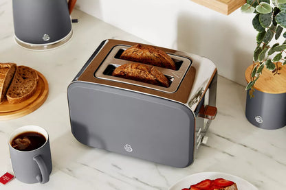 Swan Nordic Jug Kettle, 2 Slice Toaster & Microwave Kitchen Set (Grey)