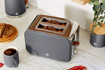 Swan Nordic Jug Kettle, 2 Slice Toaster & Microwave Kitchen Set (Grey)