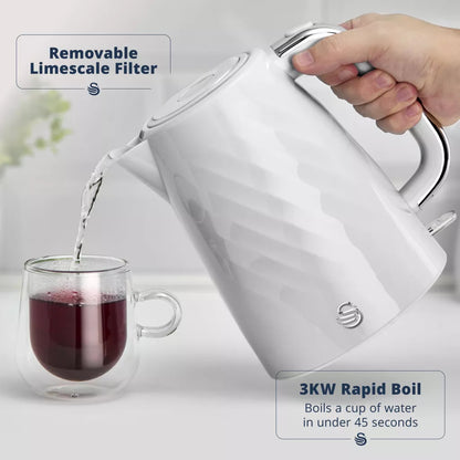 Swan Windsor Kettle & 2 Slice Toaster Kitchen Set (White)