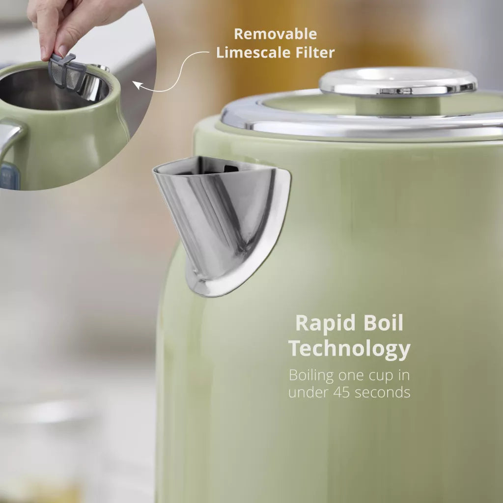 Swan Swan Retro Jug Kettle, 4 Slice Toaster & Canisters Kitchen Set (Green)