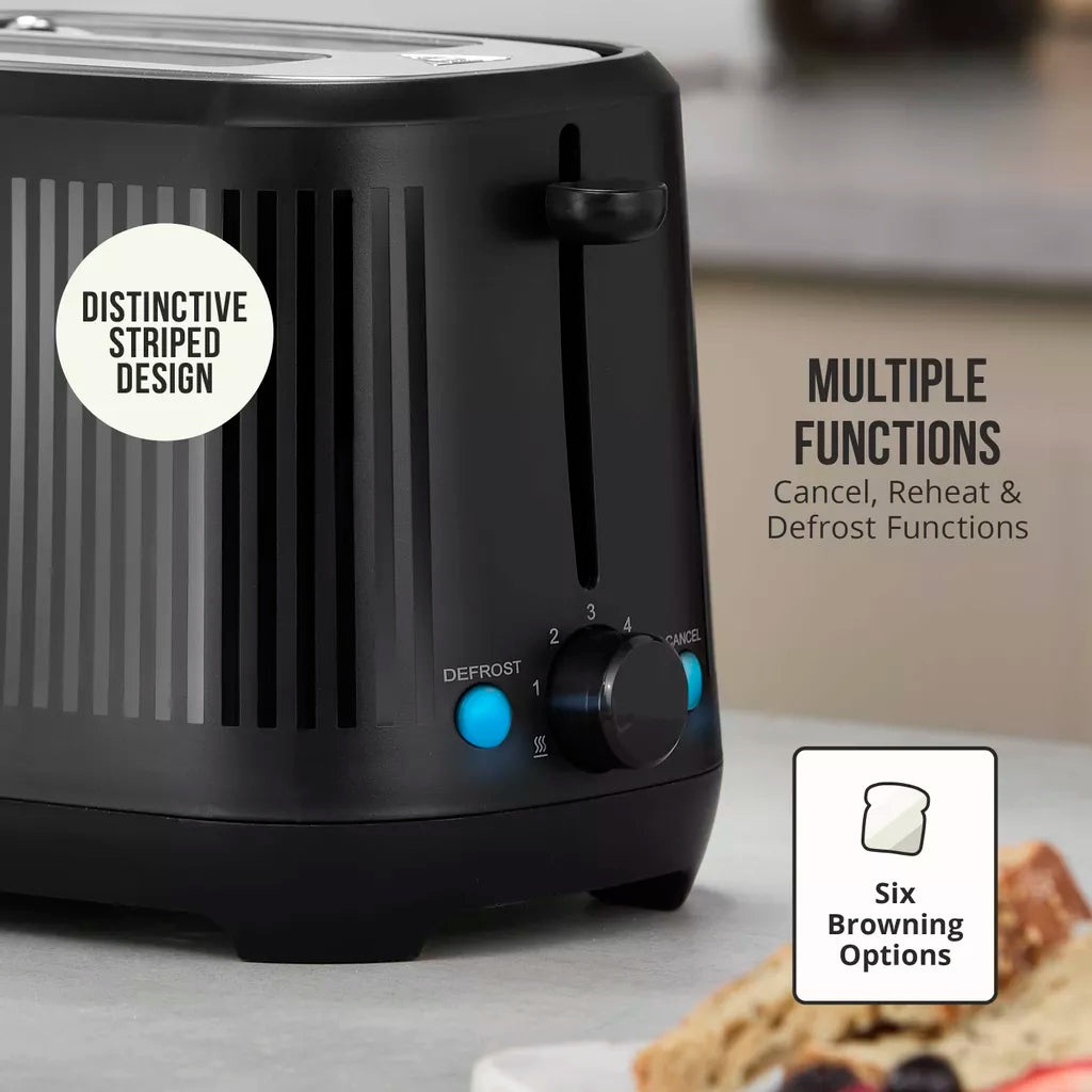 Swan Linea Electric Kettle & 2 Slice Toaster Kitchen Set (Black)