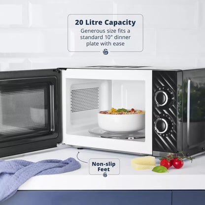 Swan Windsor Kettle, 2 Slice Toaster & Microwave Kitchen Set (Black)