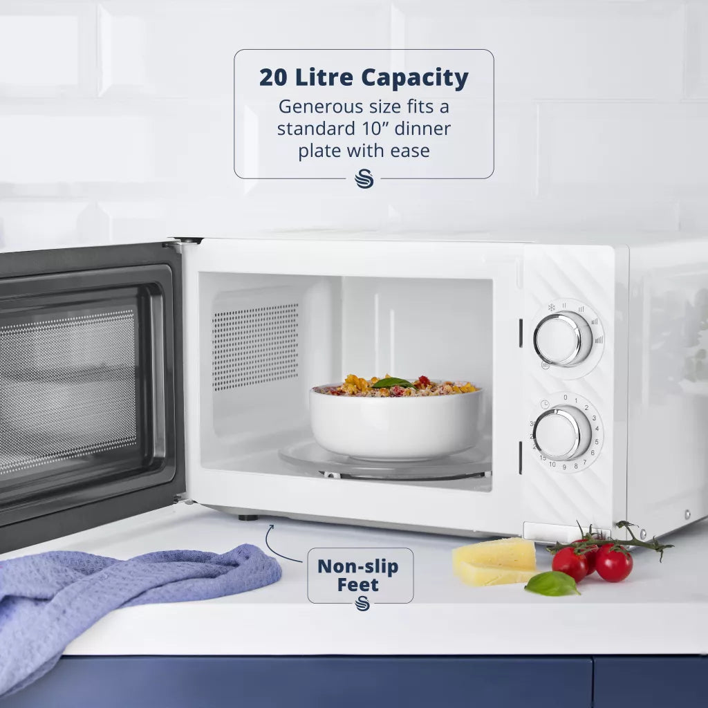 Swan Windsor Kettle, 2 Slice Toaster & Microwave Kitchen Set (White)