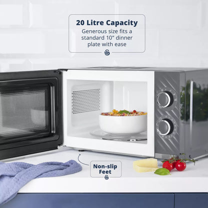 Swan Windsor Kettle, 2 Slice Toaster & Microwave Kitchen Set (Grey)