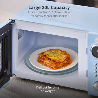 Swan Retro Pyramid Kettle, 4 Slice Toaster & Microwave Kitchen Set (Blue)