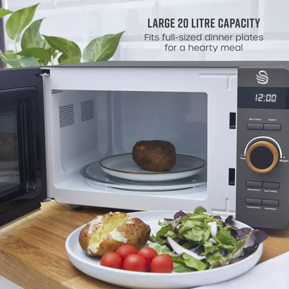 Swan Nordic Jug Kettle, 2 Slice Toaster & Microwave Kitchen Set (Grey)