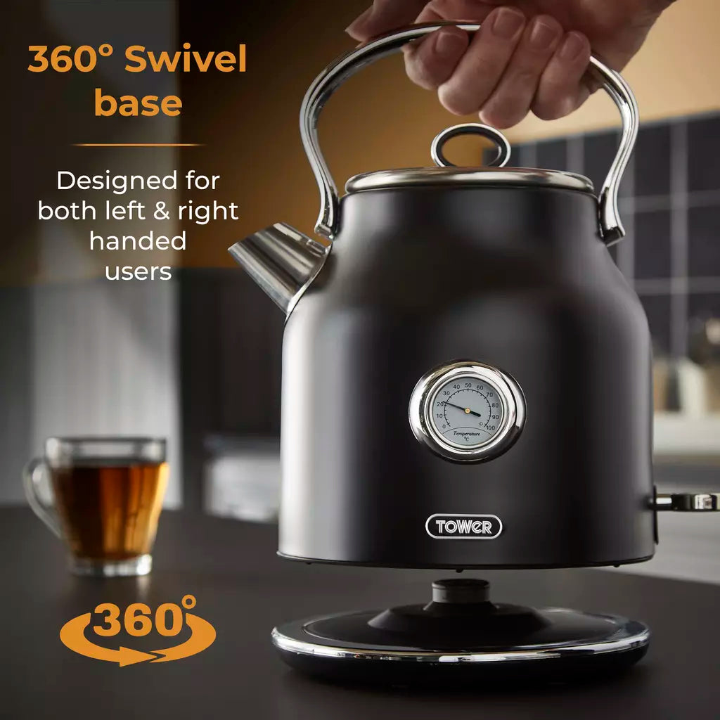 Tower Tower Renaissance Kettle & 4 Slice Toaster Kitchen Set (Black)