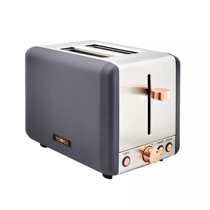 Tower Cavaletto Jug Kettle, 2 Slice Toaster & Microwave Kitchen Set (Grey)