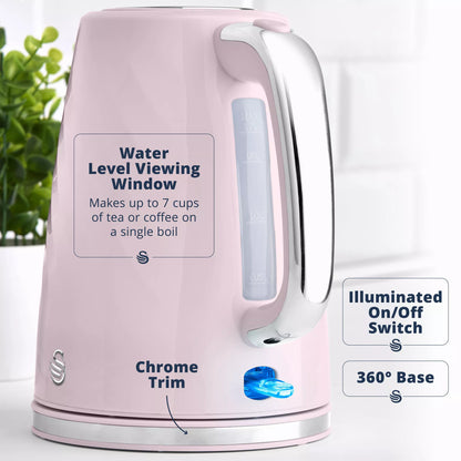 Swan 1.7L Textured Windsor Kettle SK14611PNK (Pink)