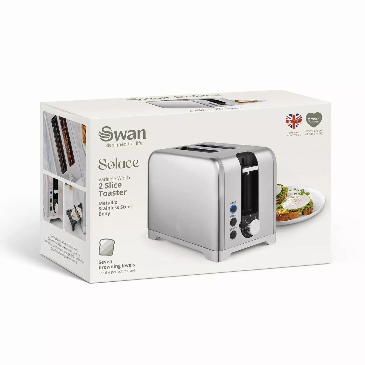 Swan Swan Solace 2 Slice Toaster ST19031SS (Stainless Steel)