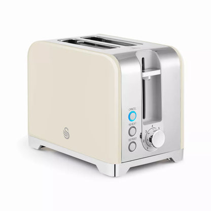 Swan Solace Jug Kettle, 2 Slice Toaster, Bread Bin & Canisters (Cream)