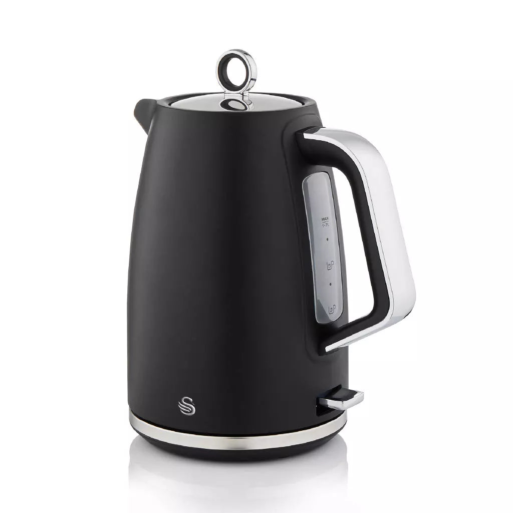 Swan Serenity Jug Kettle, 4 Slice Toaster & Microwave Kitchen Set (Black)