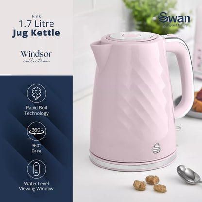 Swan 1.7L Textured Windsor Kettle SK14611PNK (Pink)