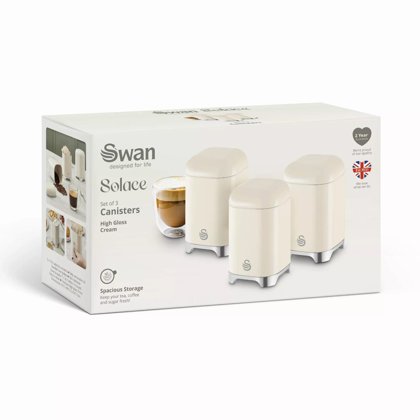 Swan Solace Canisters Set SWKA18541CRM (Cream) - Vibe Home
