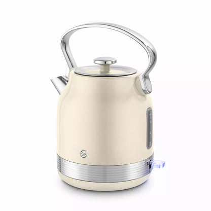 Swan Swan Retro Pyramid Kettle & 2 Slice Toaster Kitchen Set (Chantilly Cream)