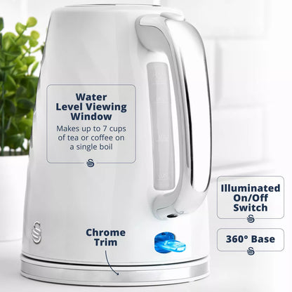 Swan Windsor Kettle & 2 Slice Toaster Kitchen Set (White)