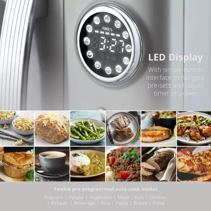 Swan Retro Pyramid Kettle, 4 Slice Toaster & Microwave Kitchen Set (Grey)