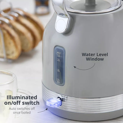 Swan Swan Retro Pyramid Kettle & 4 Slice Toaster Kitchen Set (Grey)